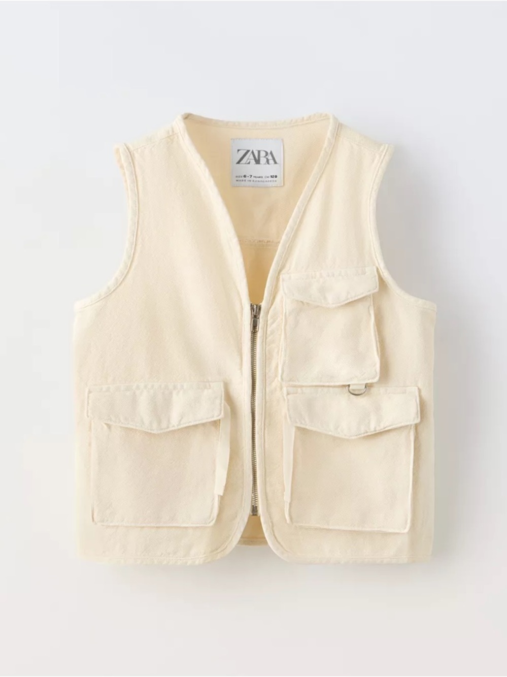 NWT Zara Off-White Sleeveless Utility Vest